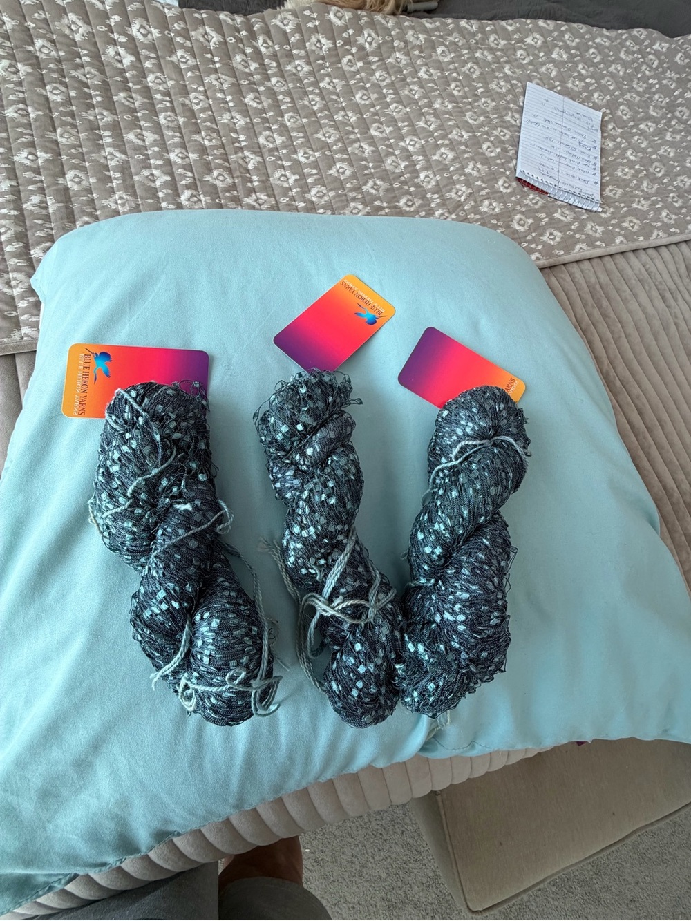 3 hanks gorgeous Blue Heron  confetti yarn